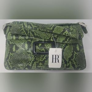 New Vintage Holt Renfrew Made in Canada Purse Leather Animal Print, Green Black